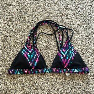 PINK Victoria's Secret Black and Pink Bikini Top